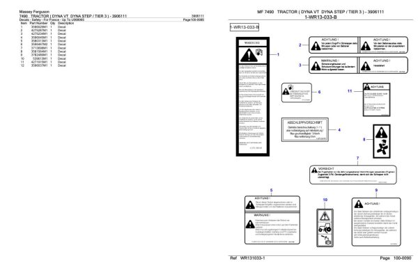 Massey Ferguson 7490 Tractor Parts Catalog 3906111 2