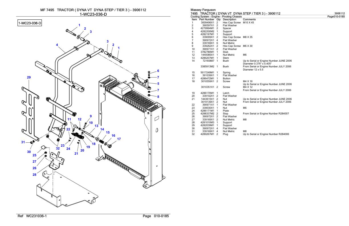 Massey Ferguson 7495 Tractor Parts Catalog 3906112 1