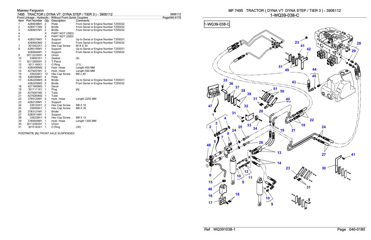 Massey Ferguson 7495 Tractor Parts Catalog 3906112