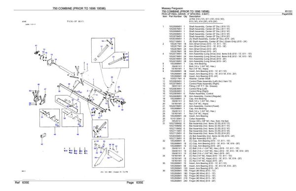 Massey Ferguson 750 Combine Parts Catalog 651331 2