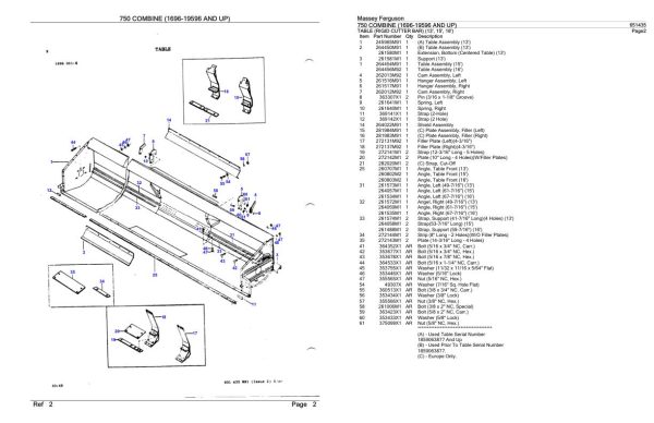 Massey Ferguson 750 Combine Parts Catalog 651435 1