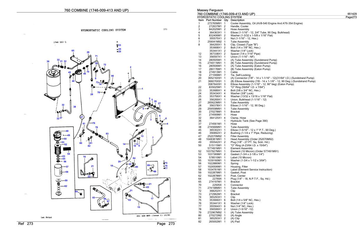 Massey Ferguson 760 Combine Parts Catalog 651429 1