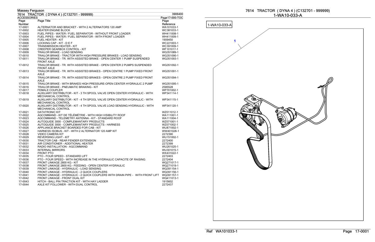Massey Ferguson 7614 Tractor Parts Catalog 3906400 1