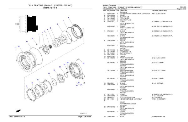 Massey Ferguson 7616 Tractor Parts Catalog 3906403 1