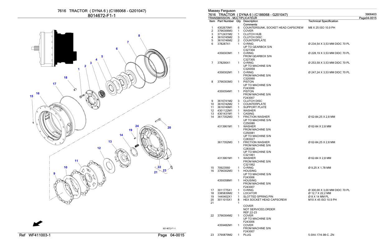 Massey Ferguson 7616 Tractor Parts Catalog 3906403 1