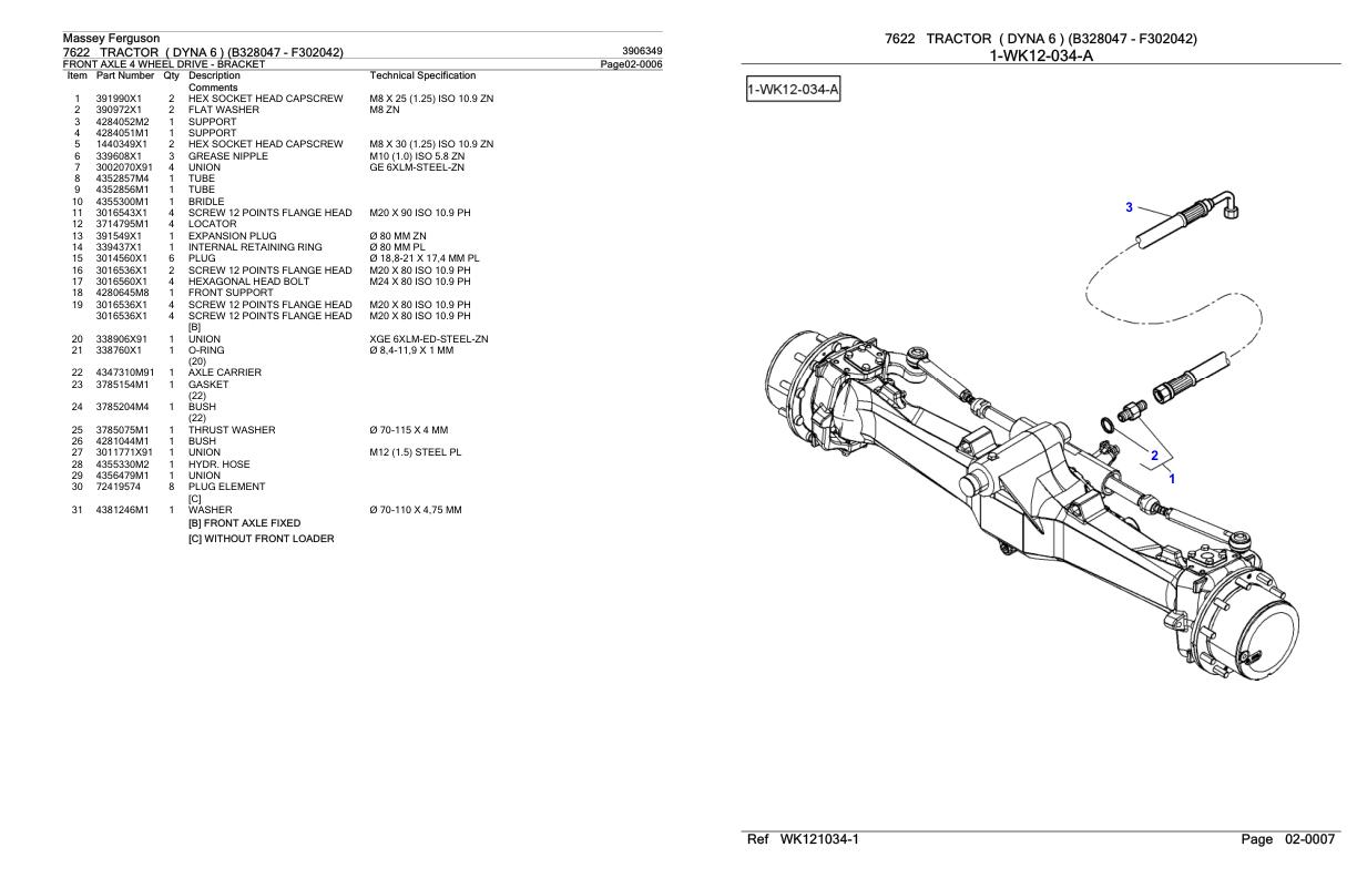 Massey Ferguson 7622 Tractor Parts Catalog 3906349 1