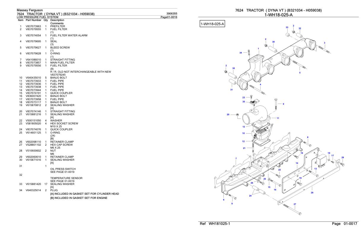 Massey Ferguson 7624 Tractor Parts Catalog 3906355 1