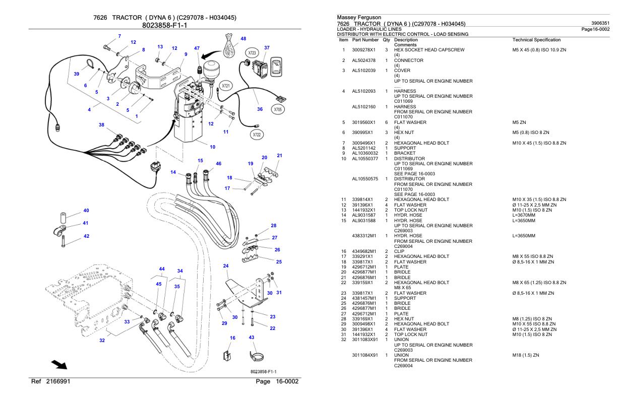 Massey Ferguson 7626 Tractor Parts Catalog 3906351 1