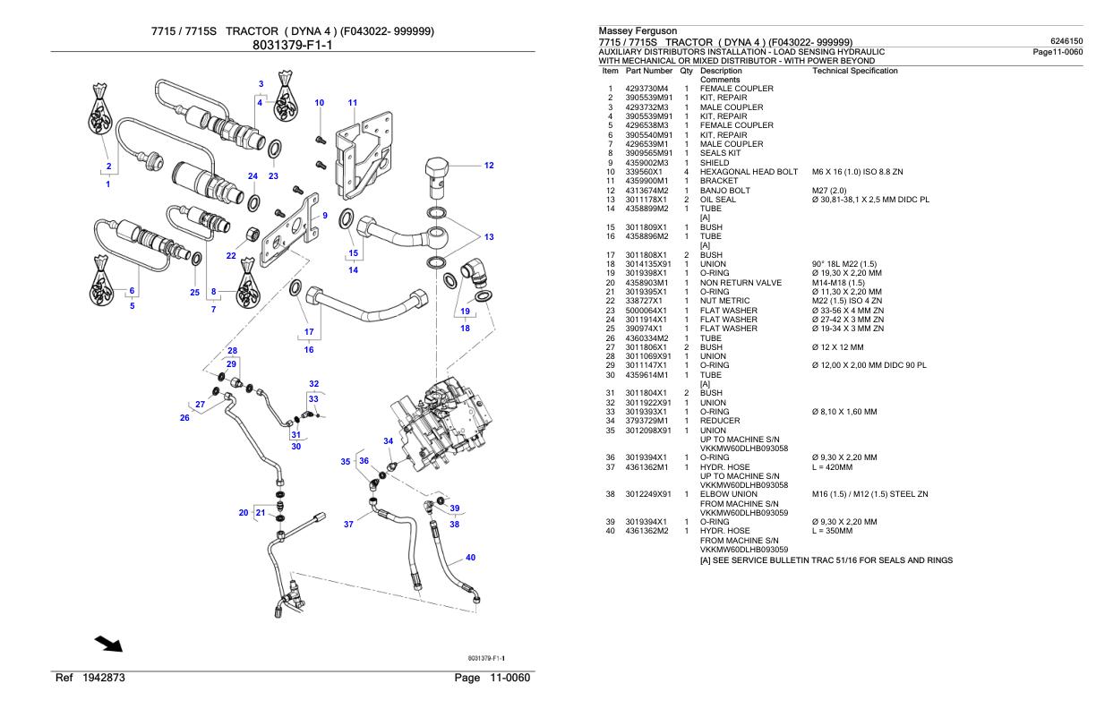 Massey Ferguson 7715 7715S Tractor Parts Catalog 6246150 1