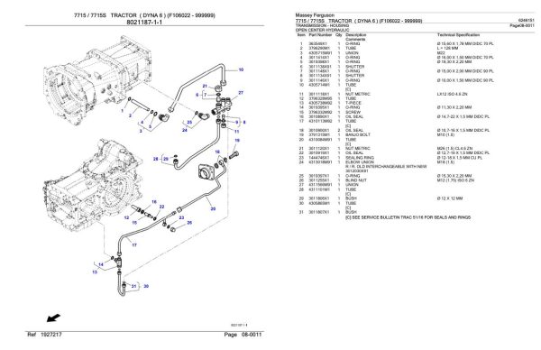 Massey Ferguson 7715 7715S Tractor Parts Catalog 6246151 1