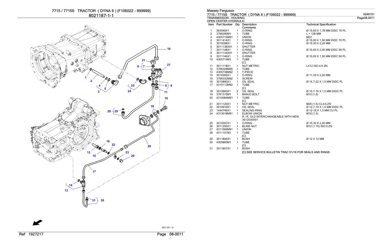 Massey Ferguson 7715 7715S Tractor Parts Catalog 6246151 1