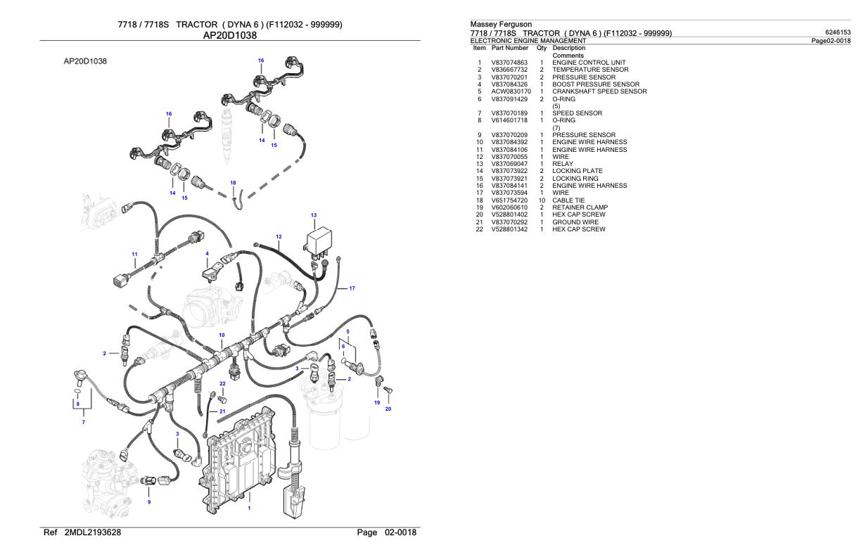 Massey Ferguson 7718 7718S Tractor Parts Catalog 6246153 1
