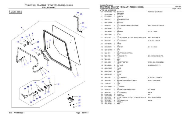 Massey Ferguson 7718 7718S Tractor Parts Catalog 6246156 2