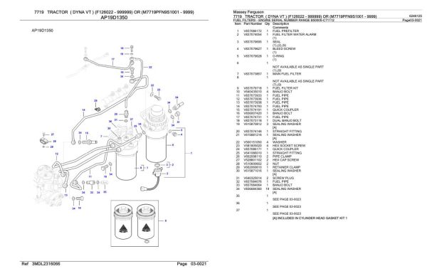 Massey Ferguson 7719 Tractor Parts Catalog 6246125 2