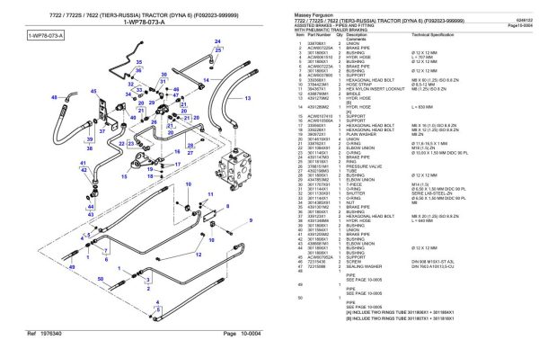 Massey Ferguson 7722 7722S 7622 Russia Tractor Parts Catalog 6246122 1