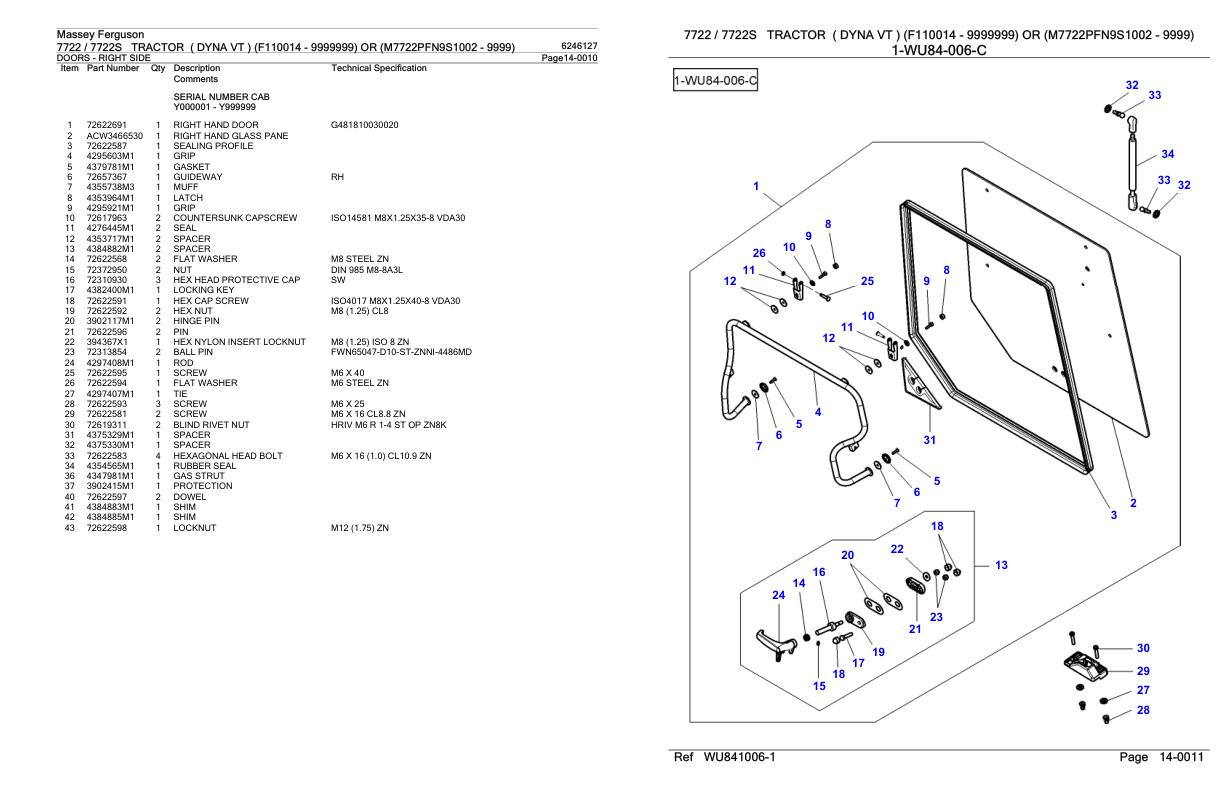 Massey Ferguson 7722 7722S Tractor Parts Catalog 6246127 1