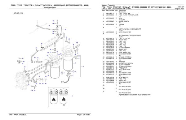Massey Ferguson 7722 7722S Tractor Parts Catalog 6246127 2