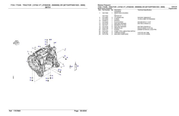 Massey Ferguson 7724 7724S Tractor Parts Catalog 6246128 2