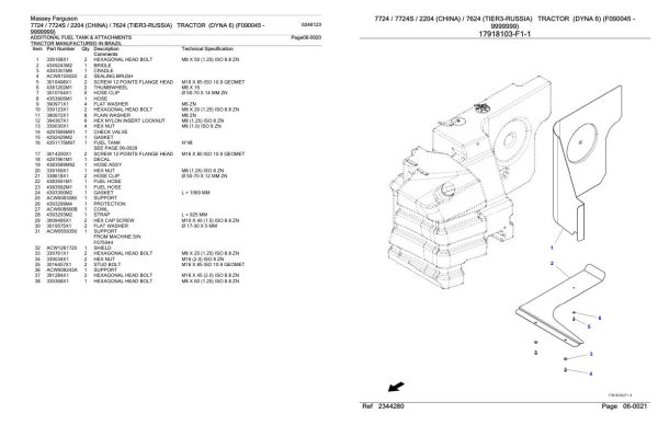 Massey Ferguson 7724 7724s 2204 China 7624 Russia Tractor 99 Parts Catalog 6246123 2