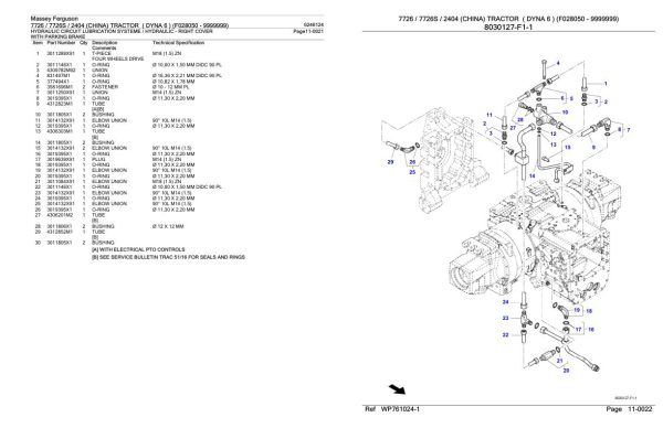Massey Ferguson 7726 7726S 2404 China Tractor Parts Catalog 6246124 2