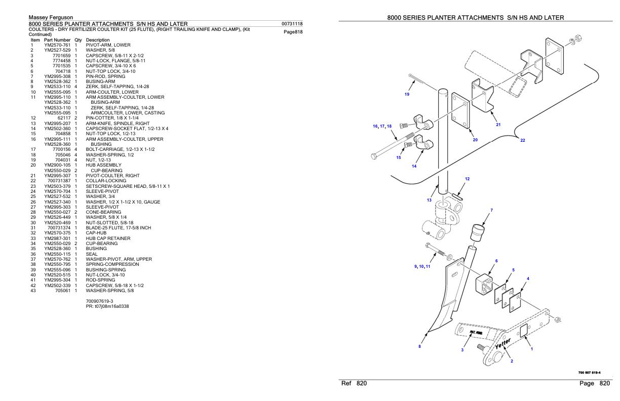 Massey Ferguson 8000 Series Planter Attachments Parts Catalog 00731118 1