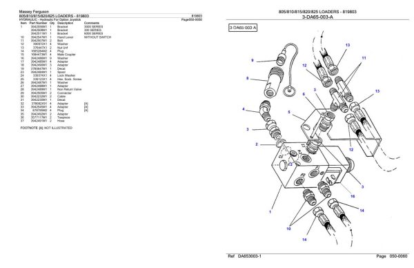 Massey Ferguson 805 810 815 820 825 Loader Parts Catalog 819803 1