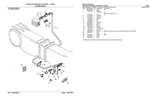 Massey Ferguson 805 810 815 820 825 Loader Parts Catalog 819803 2