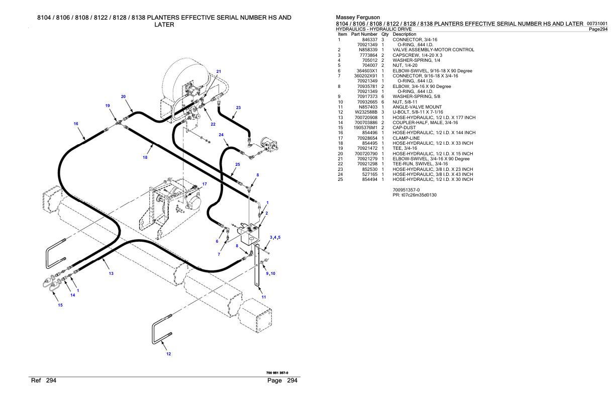 Massey Ferguson 8104 8106 8108 8122 8128 8138 Planter Effective Parts Catalog 00731001 1