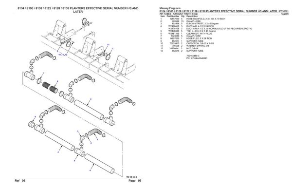 Massey Ferguson 8104 8106 8108 8122 8128 8138 Planter Effective Parts Catalog 00731001 2