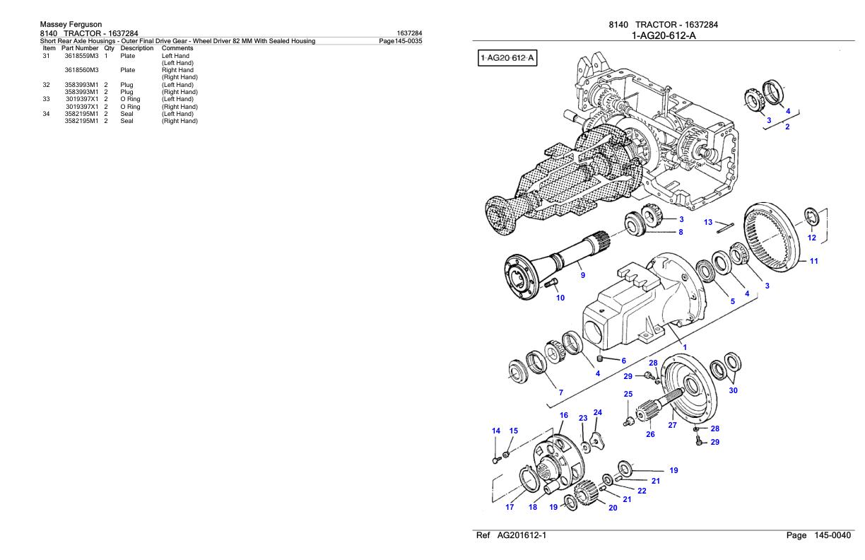 Massey Ferguson 8140 Tractor Parts Catalog 1637284 1
