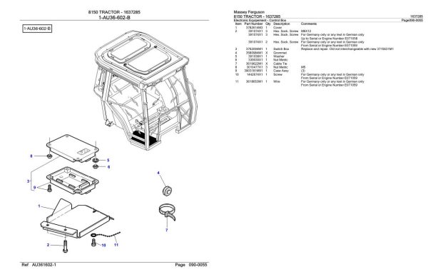 Massey Ferguson 8150 Tractor Parts Catalog 1637285 2