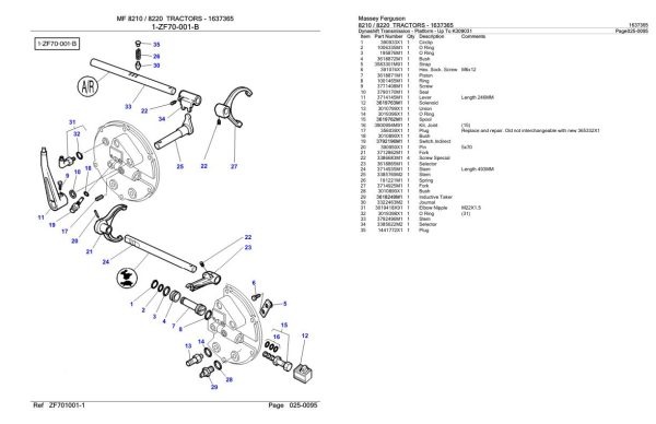 Massey Ferguson 8210 8220 Tractor Parts Catalog 1637365 1