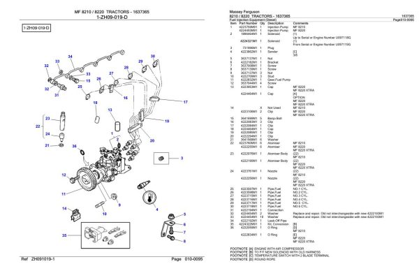 Massey Ferguson 8210 8220 Tractor Parts Catalog 1637365 2