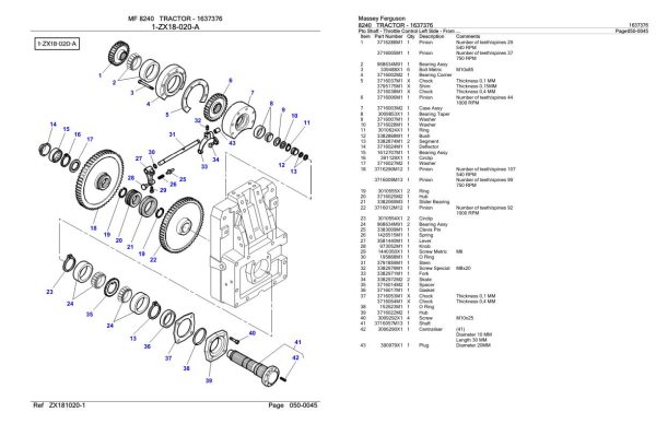 Massey Ferguson 8240 Tractor Parts Catalog 1637376 1