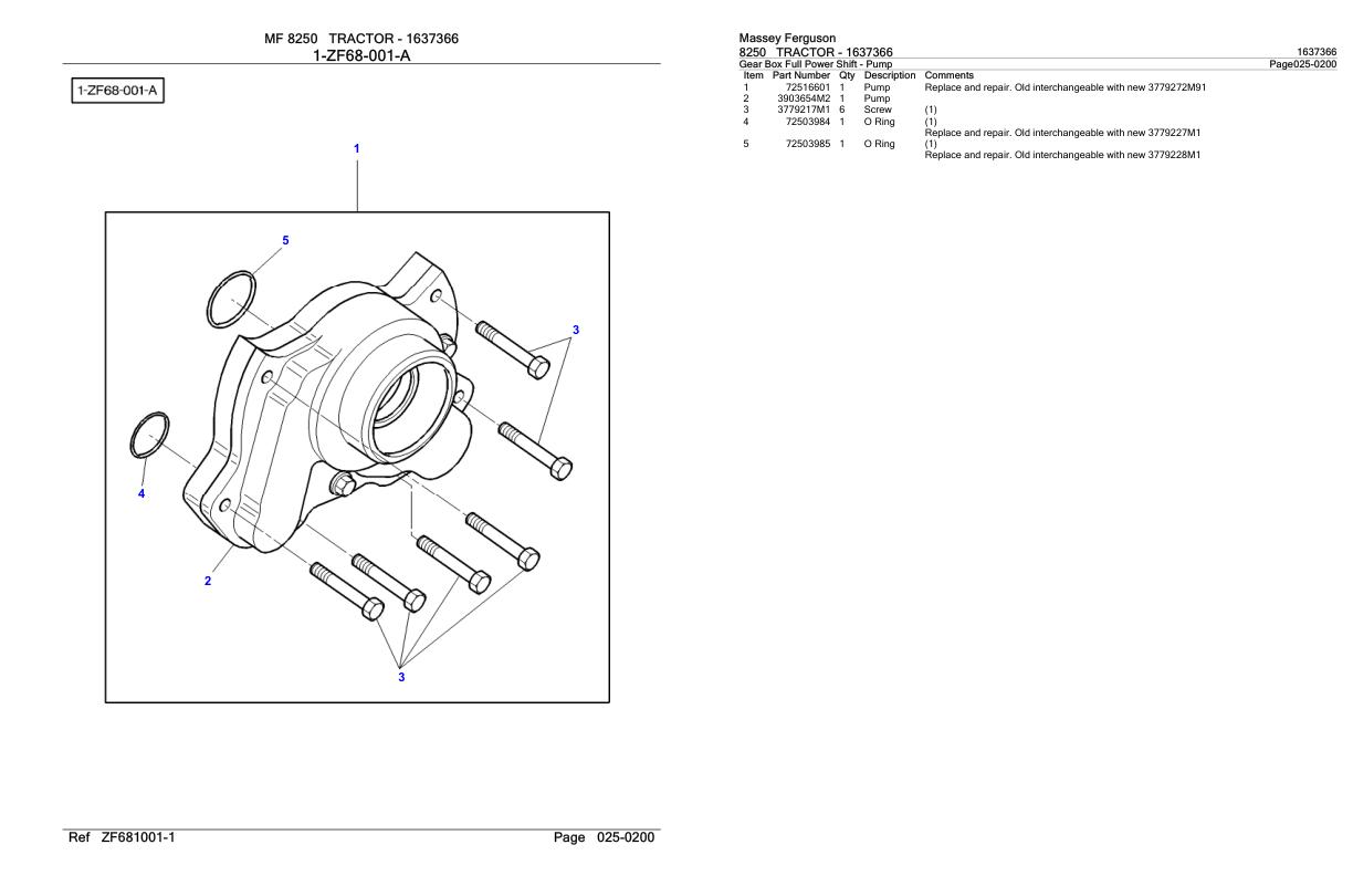 Massey Ferguson 8250 Tractor Parts Catalog 1637366 2