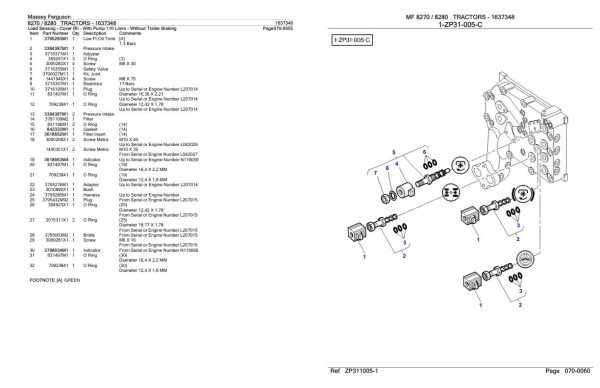Massey Ferguson 8270 8280 Tractor Parts Catalog 1637348 1