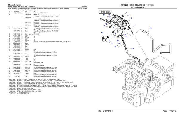 Massey Ferguson 8270 8280 Tractor Parts Catalog 1637348 2