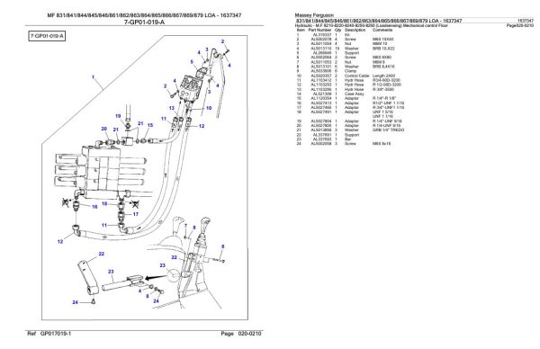 Massey Ferguson 831 to 879 Loader Parts Catalog 1637347 2