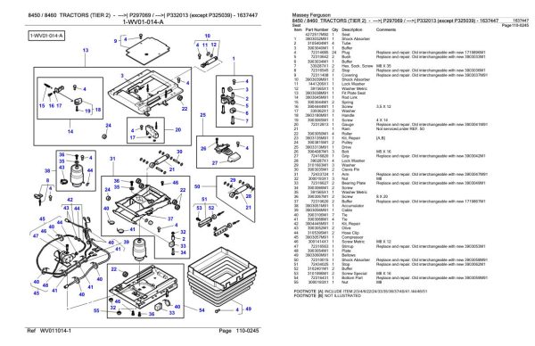 Massey Ferguson 8450 8460 Tractor Parts Catalog 1637447 1