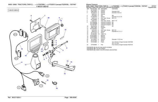 Massey Ferguson 8450 8460 Tractor Parts Catalog 1637447 2