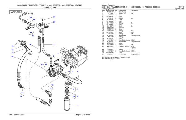 Massey Ferguson 8470 8480 Tractor Parts Catalog 1637446 1