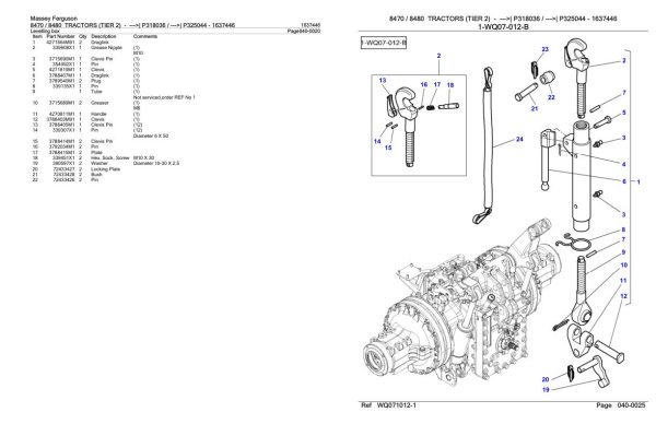 Massey Ferguson 8470 8480 Tractor Parts Catalog 1637446 2