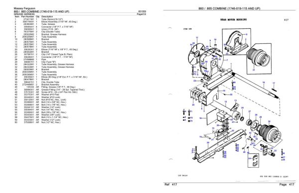 Massey Ferguson 860 865 Combine Parts Catalog 651559 1