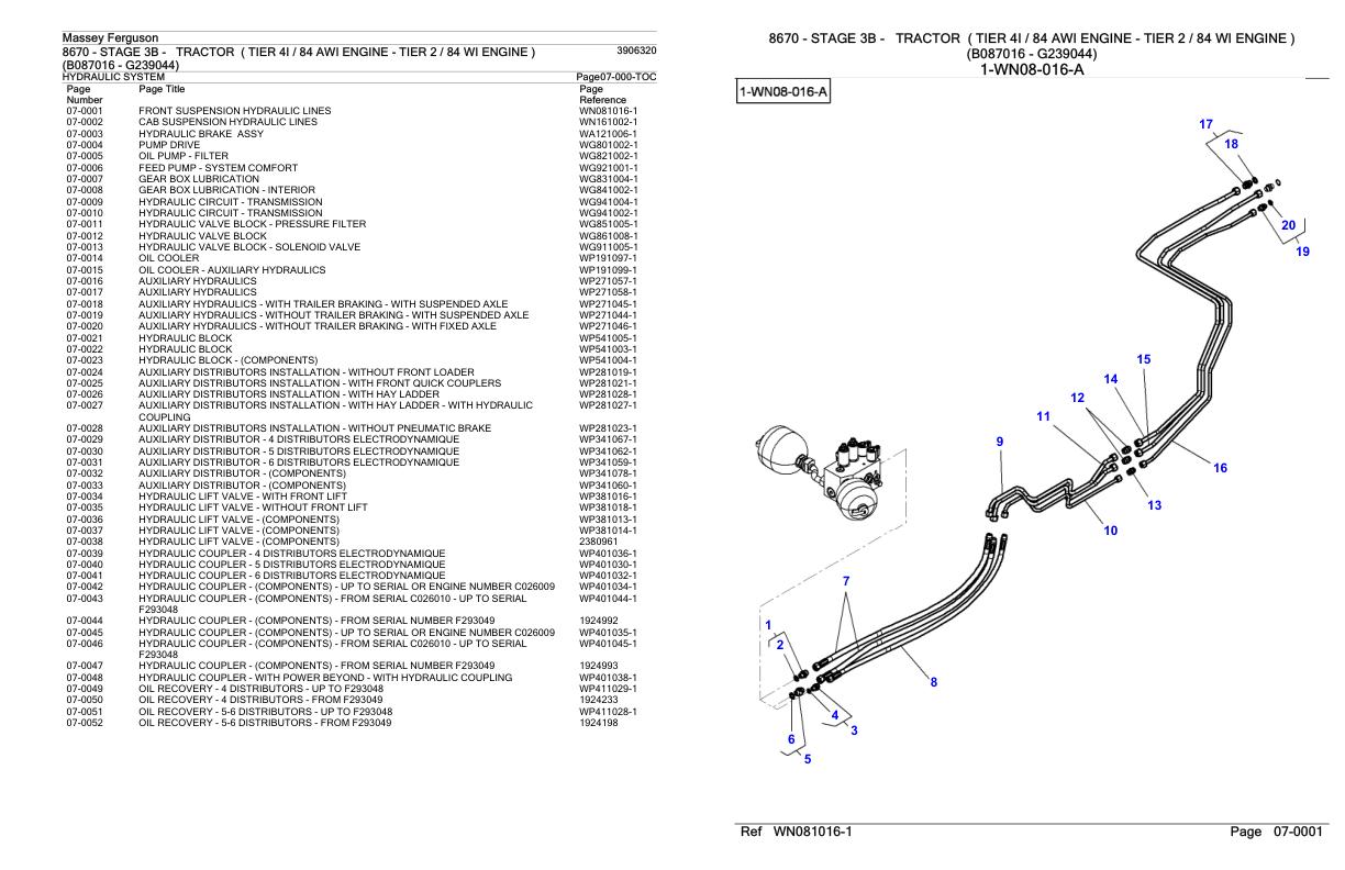 Massey Ferguson 8670 Tractor Parts Catalog 3906320 1