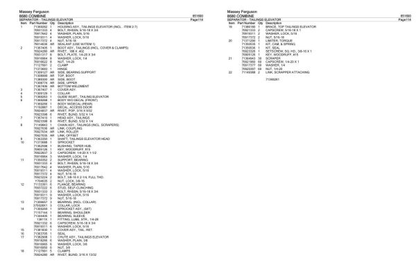 Massey Ferguson 8680 Combine Parts Catalog 651690 1