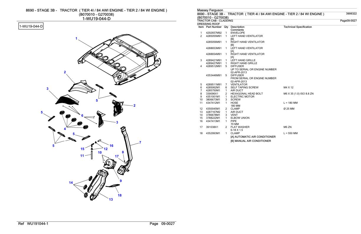 Massey Ferguson 8690 Tractor Parts Catalog 3906322 1