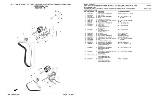 Massey Ferguson 8727 Datatronic CCD Tractor Parts Catalog 6246101 2