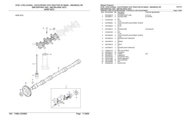 Massey Ferguson 8730 2704 China Datatronic CCD Tractor Parts Catalog 6246102 1