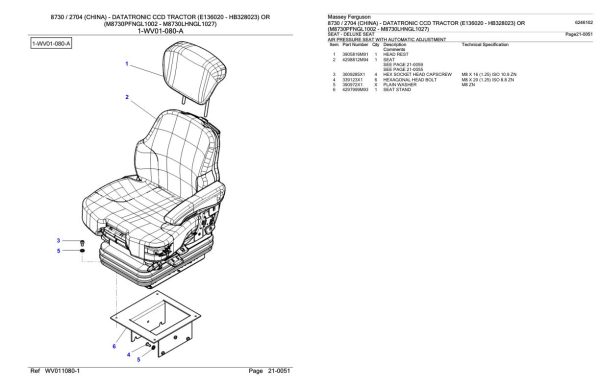Massey Ferguson 8730 2704 China Datatronic CCD Tractor Parts Catalog 6246102 2