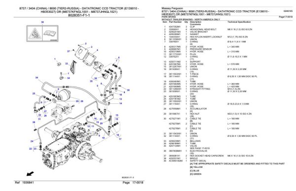 Massey Ferguson 8737 3404 China 8690 Russia Datatronic CCD Tractor Parts Catalog 6246105 1